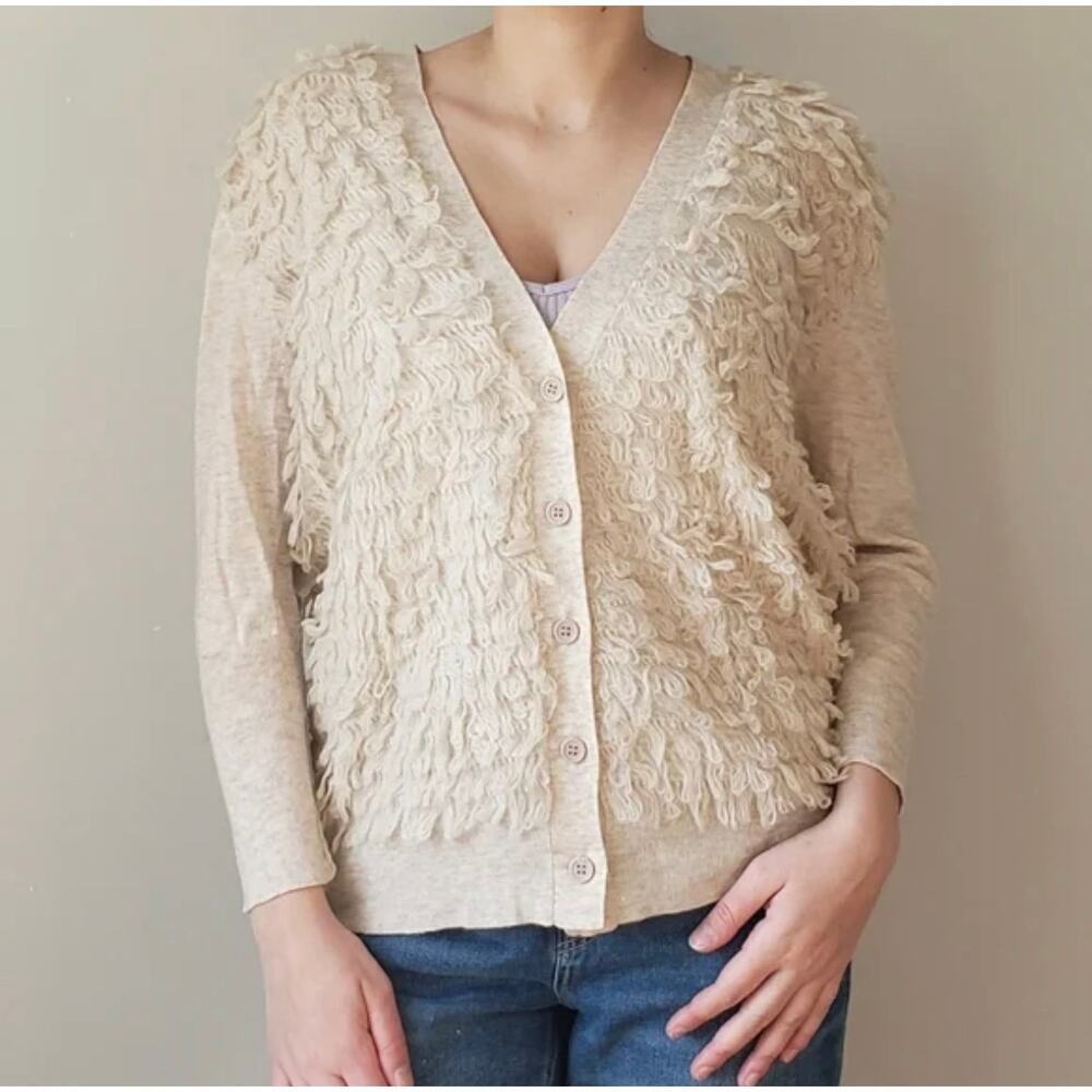THE GREAT. Cream Textured Cardigan